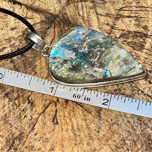 Raw Labradorite Crystal Pendant 2 1/2” - Picture 5 of 14